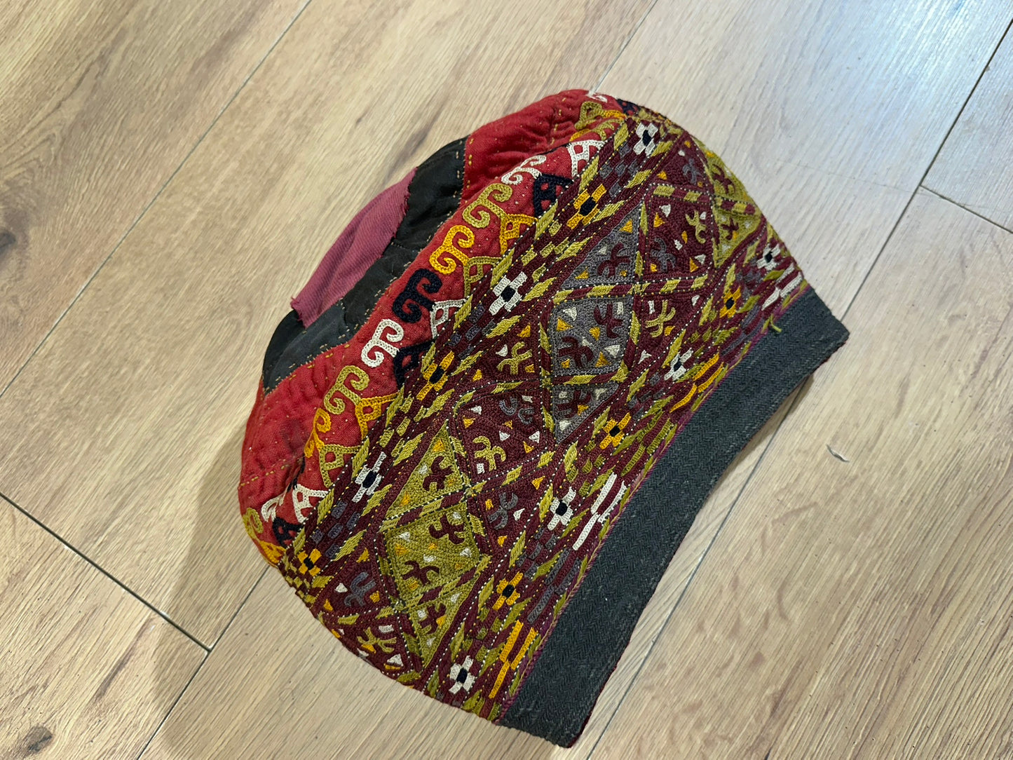 Orient Antike Anatolische Kelim Mütze Kappe Handgestickt 30x26 cm