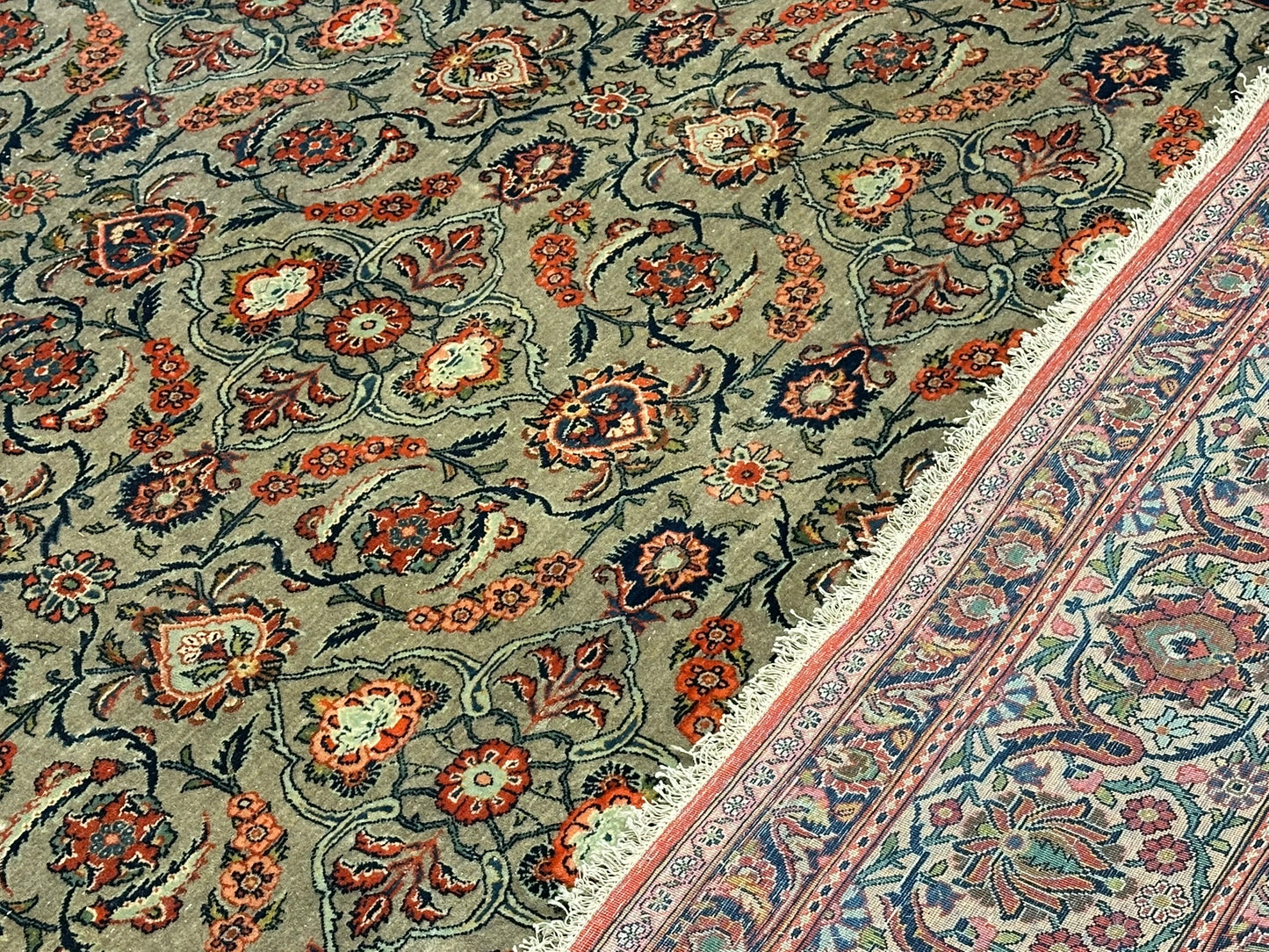 Handgeknüpfter Perser Teppich – Keshan Korkwolle Naturfarben ANTIK gjYT039