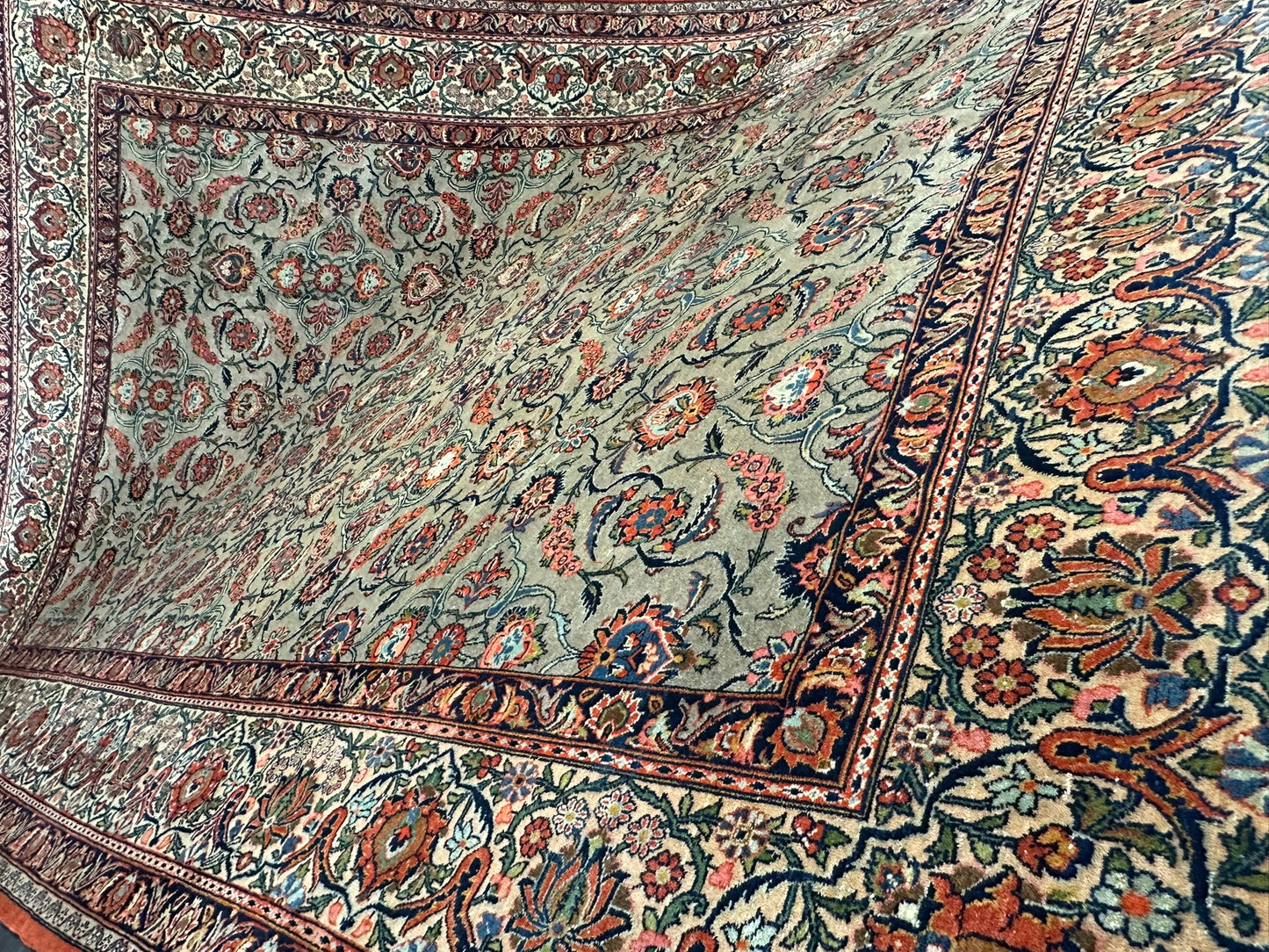 Handgeknüpfter Perser Teppich – Keshan Korkwolle Naturfarben ANTIK gjYT039