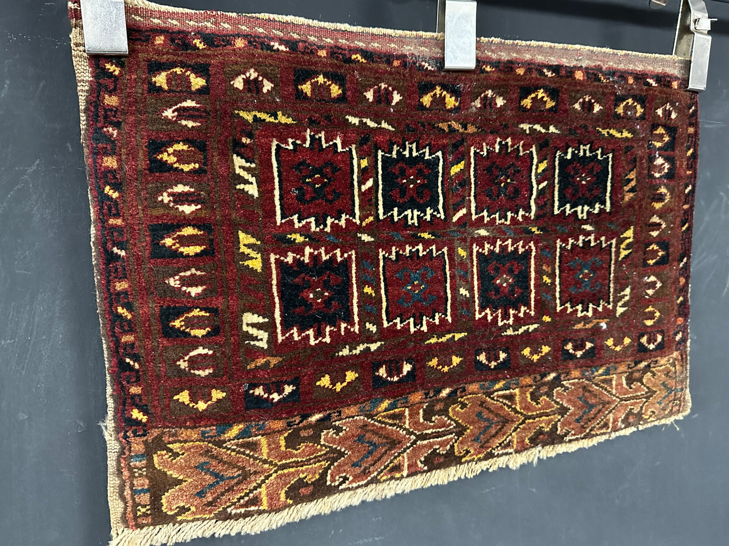 Antike Gaschgai Shiraz Tasche Handgeknüpfter Perser Orientteppich 44x64 cm