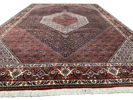 orientteppich handgeknüpft Bidjar Medaillon Korkwolle 348x258 cm