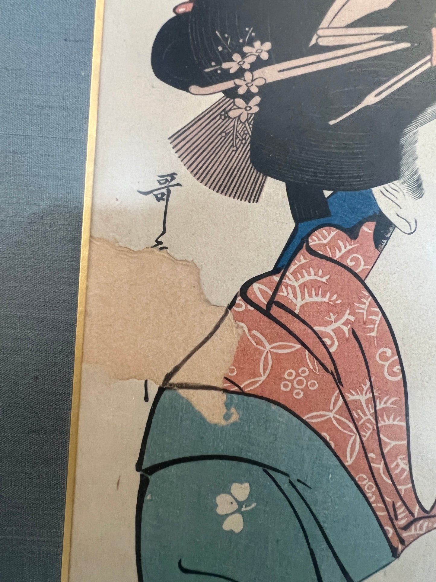 Kitagawa Utamaro (1754-1802) Xylografie hinter Glas Two Woman 52x40cm
