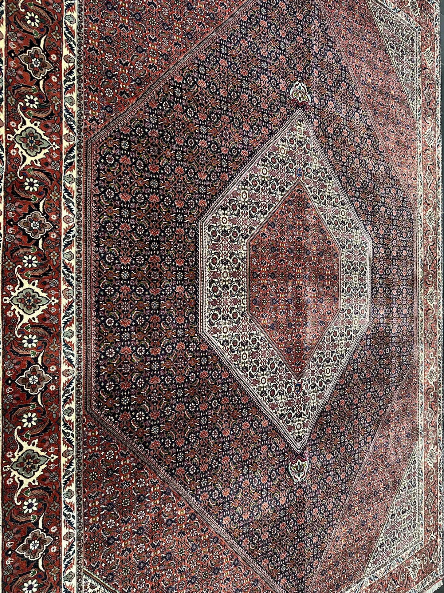 orientteppich handgeknüpft Bidjar Medaillon Korkwolle 348x258 cm
