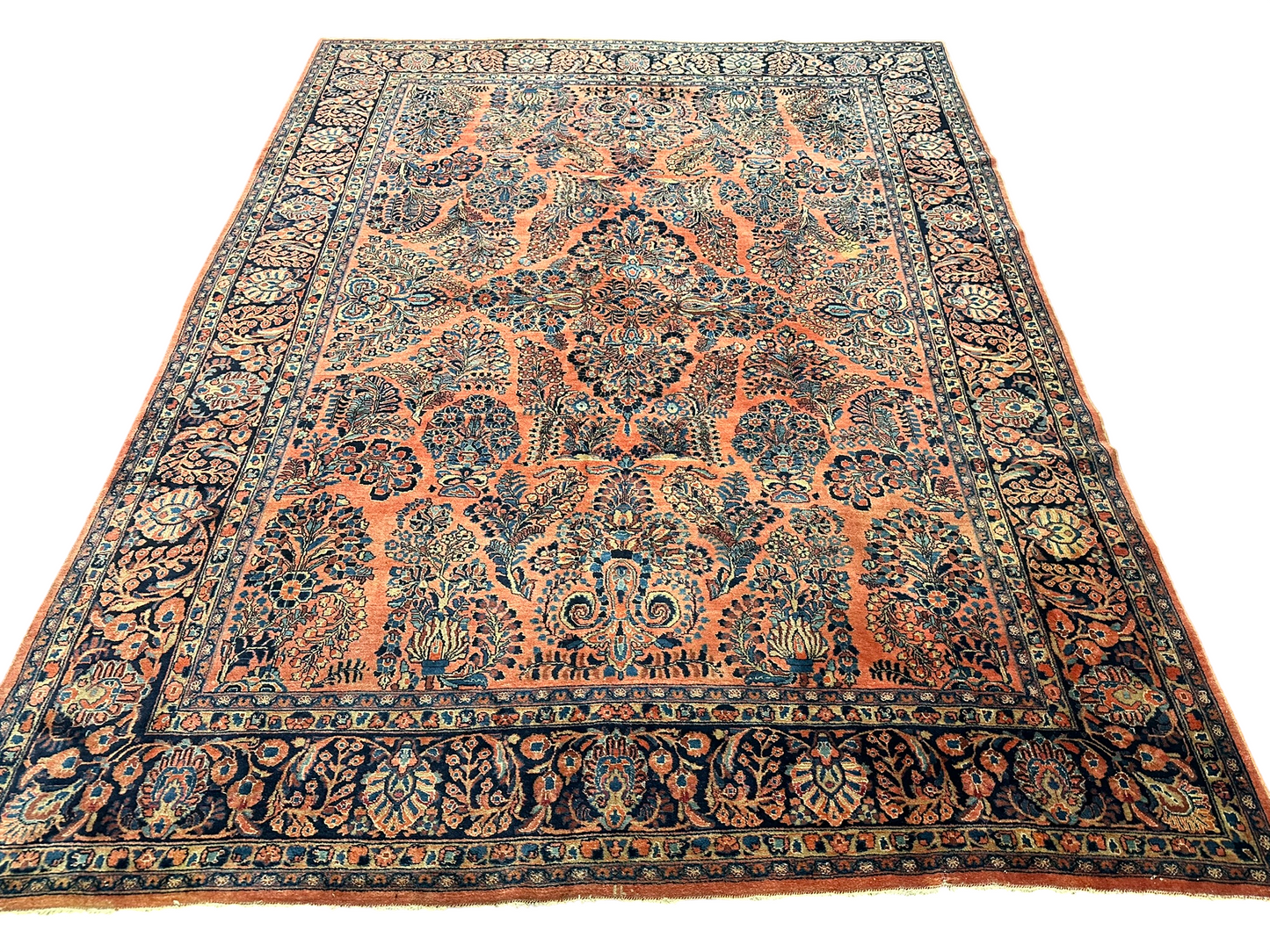 Antik Perserteppich handgeknüpft  Sarough Re-Import 1900JH Naturfarben 345x260 cm
