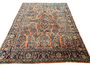 Antik Perserteppich handgeknüpft  Sarough Re-Import 1900JH Naturfarben 345x260 cm
