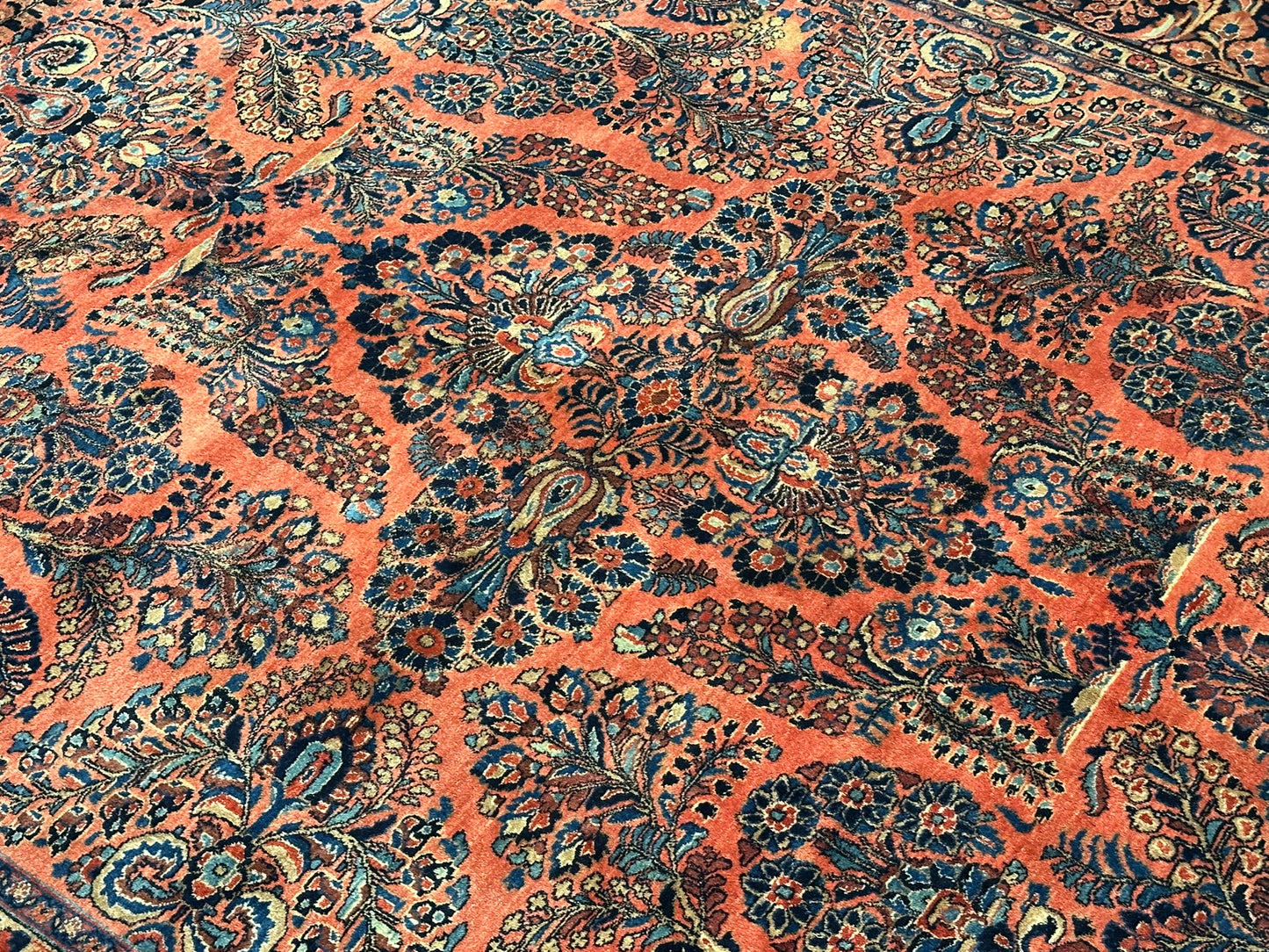 Antik Perserteppich handgeknüpft  Sarough Re-Import 1900JH Naturfarben 345x260 cm