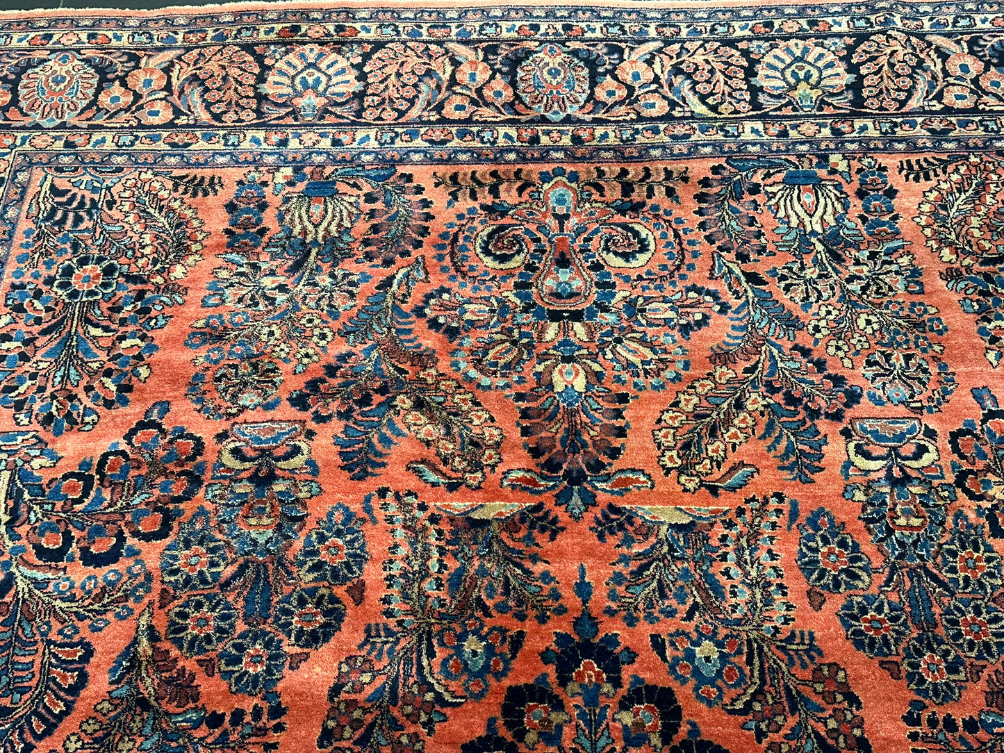 Antik Perserteppich handgeknüpft  Sarough Re-Import 1900JH Naturfarben 345x260 cm