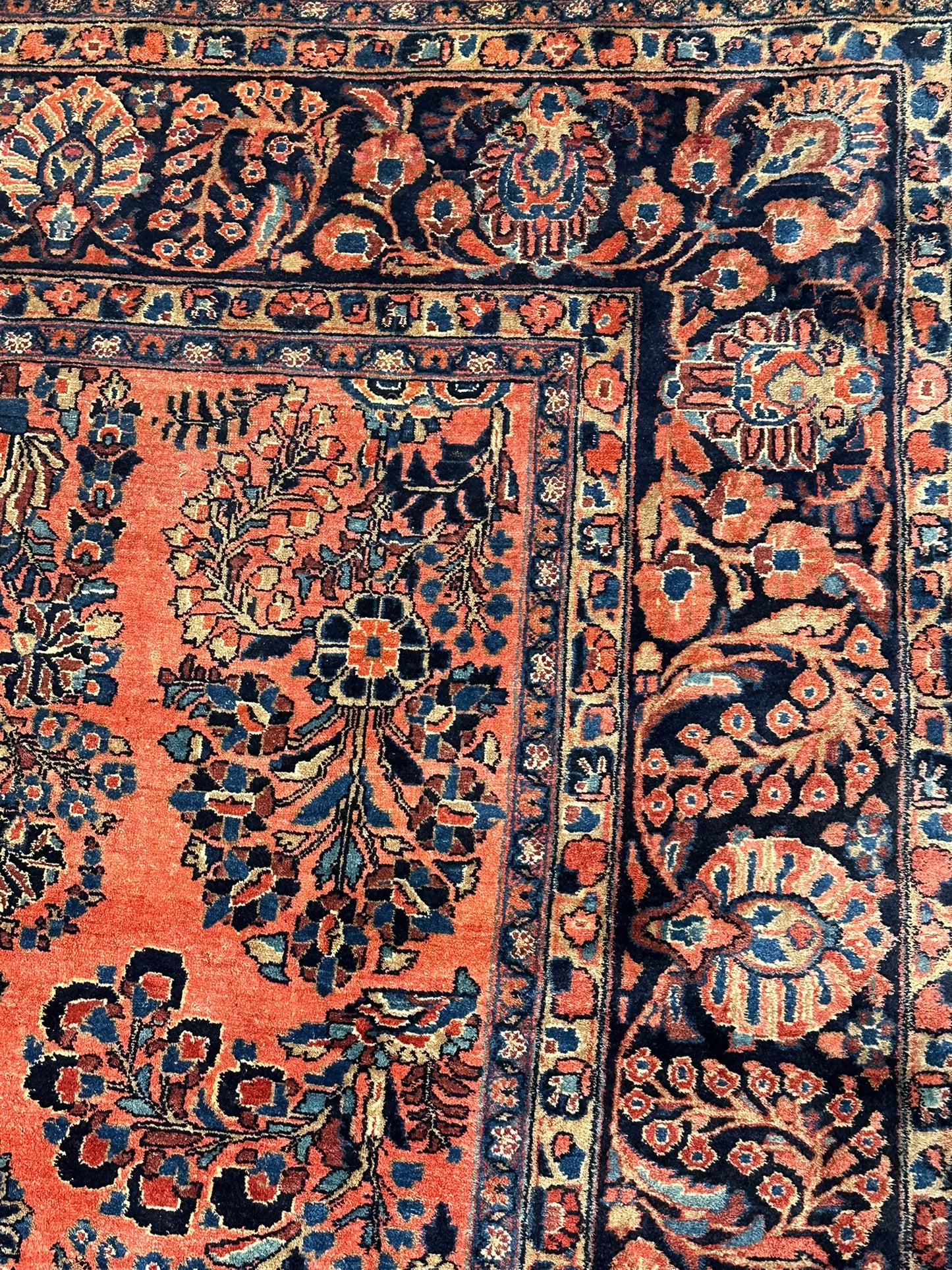 Antik Perserteppich handgeknüpft  Sarough Re-Import 1900JH Naturfarben 345x260 cm
