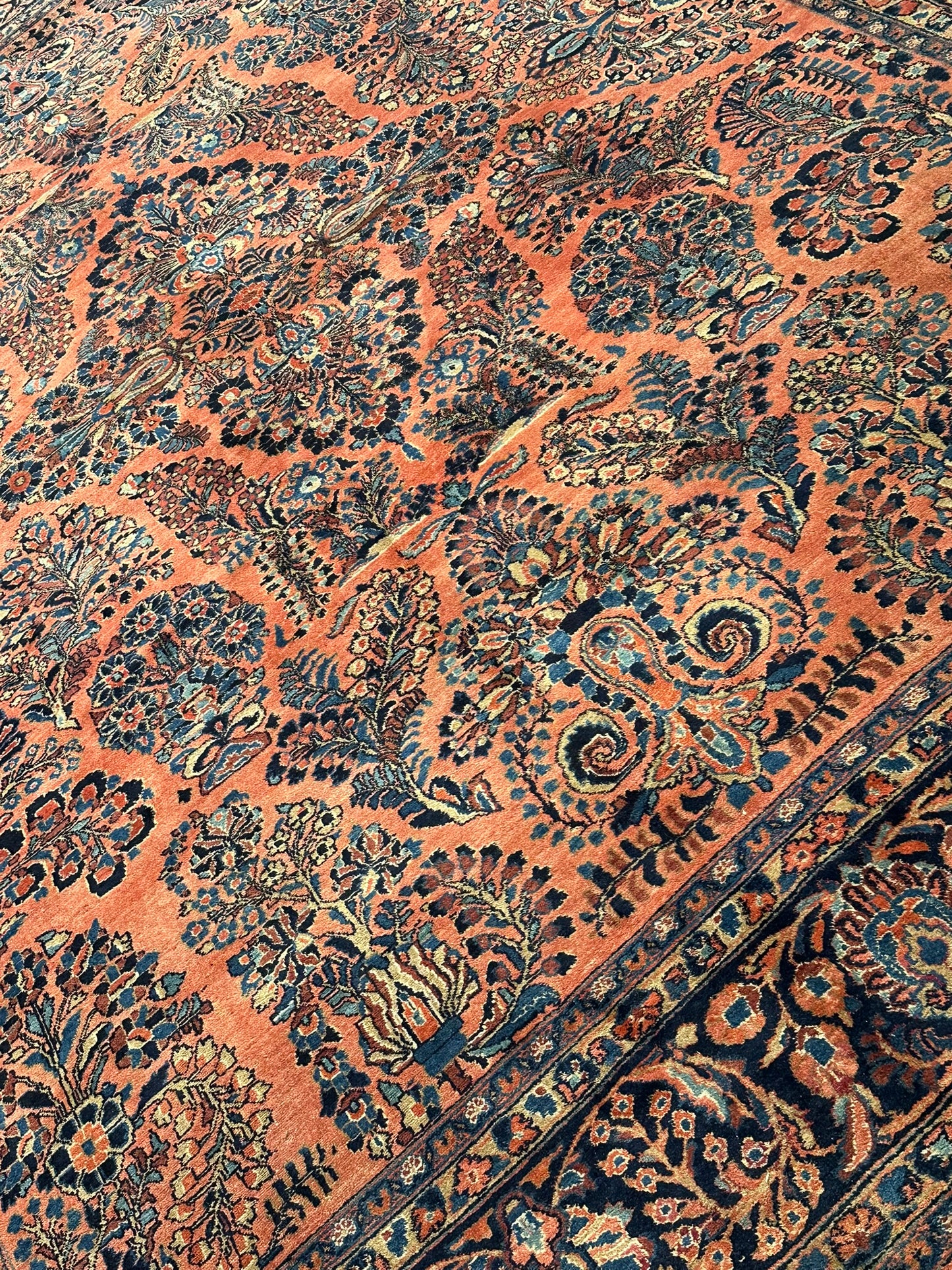 Antik Perserteppich handgeknüpft  Sarough Re-Import 1900JH Naturfarben 345x260 cm