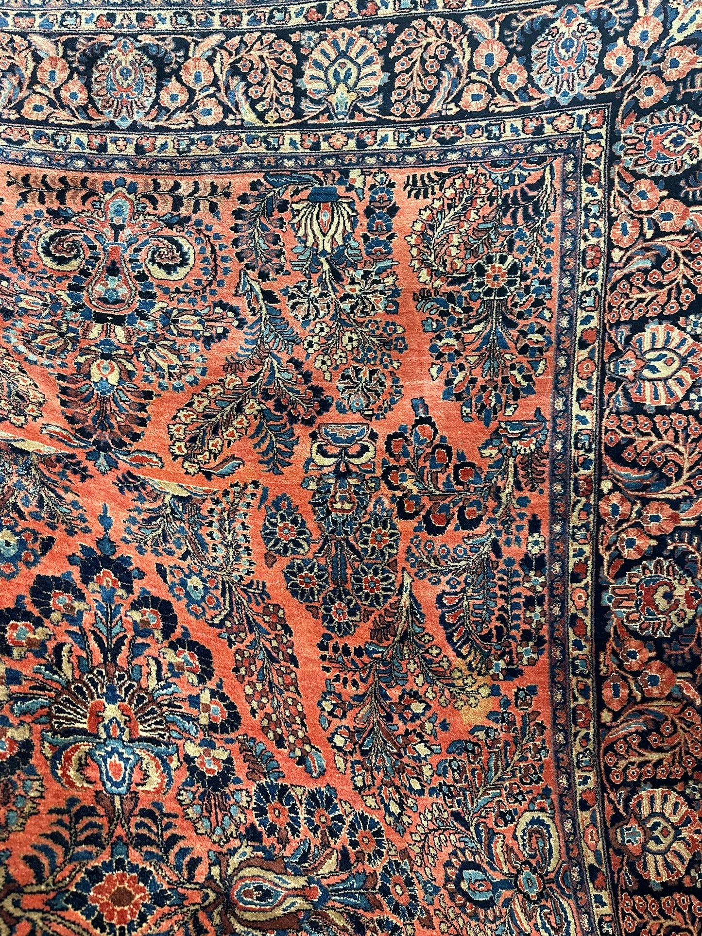 Antik Perserteppich handgeknüpft  Sarough Re-Import 1900JH Naturfarben 345x260 cm