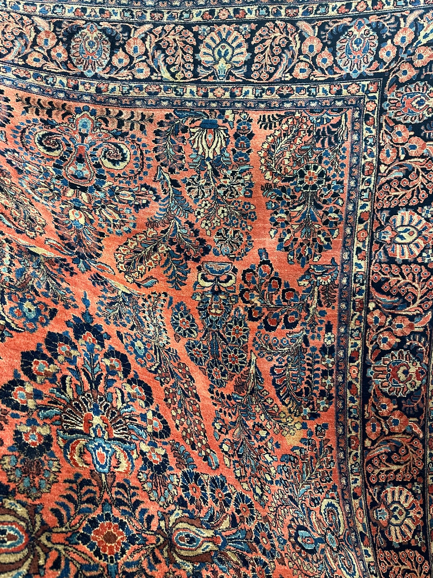 Antik Perserteppich handgeknüpft  Sarough Re-Import 1900JH Naturfarben 345x260 cm
