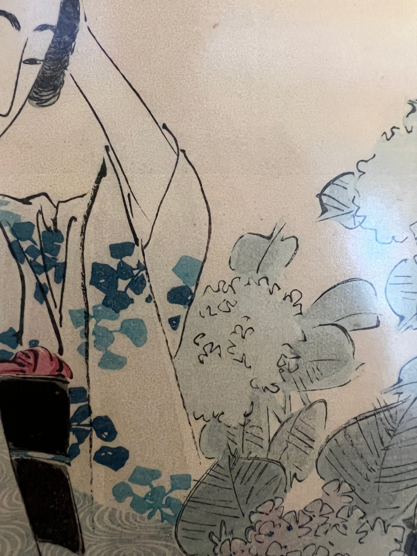Tsutsui Toshimine (1863-1934) Kunstdruck Hydrangea Vintage 38x28cm