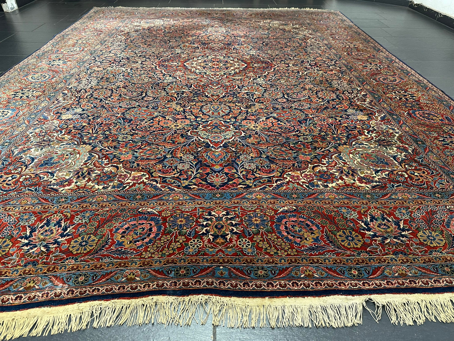 Antiker Perser Keshan Teppich – Handgeknüpft um 1900 352X264