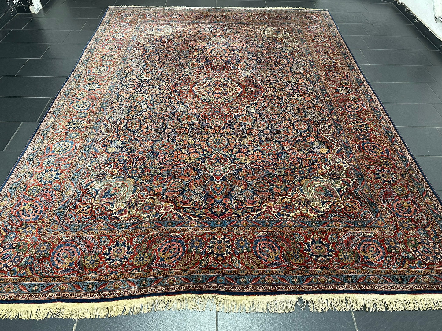 Antiker Perser Keshan Teppich – Handgeknüpft um 1900 352X264