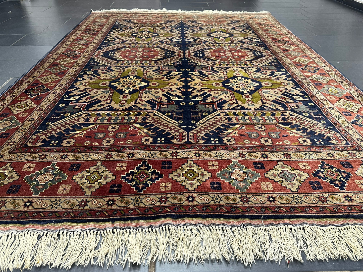 Orientteppich handgeknüpft Belutsch  Afghan Korkwolle mit Seide 287x200 cm