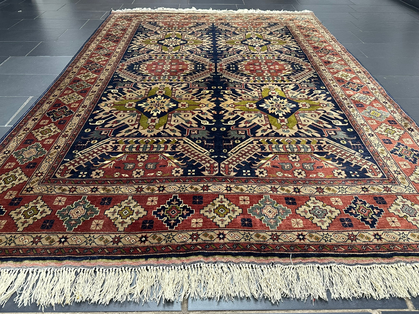 Orientteppich handgeknüpft Belutsch  Afghan Korkwolle mit Seide 287x200 cm