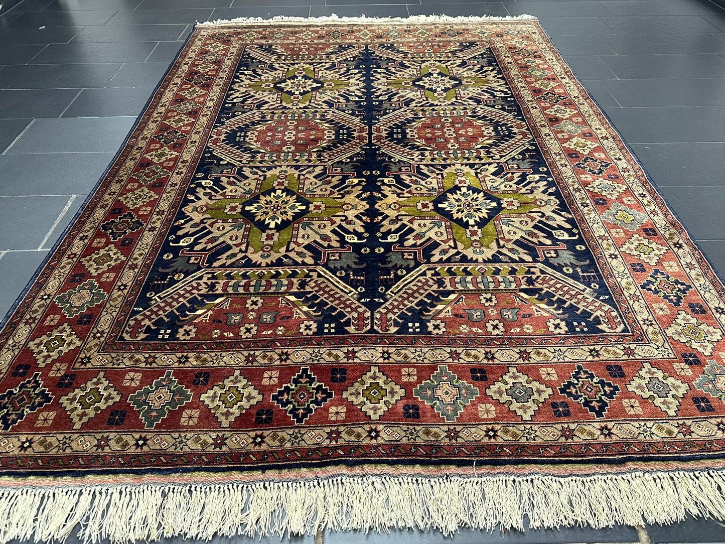 Orientteppich handgeknüpft Belutsch  Afghan Korkwolle mit Seide 287x200 cm