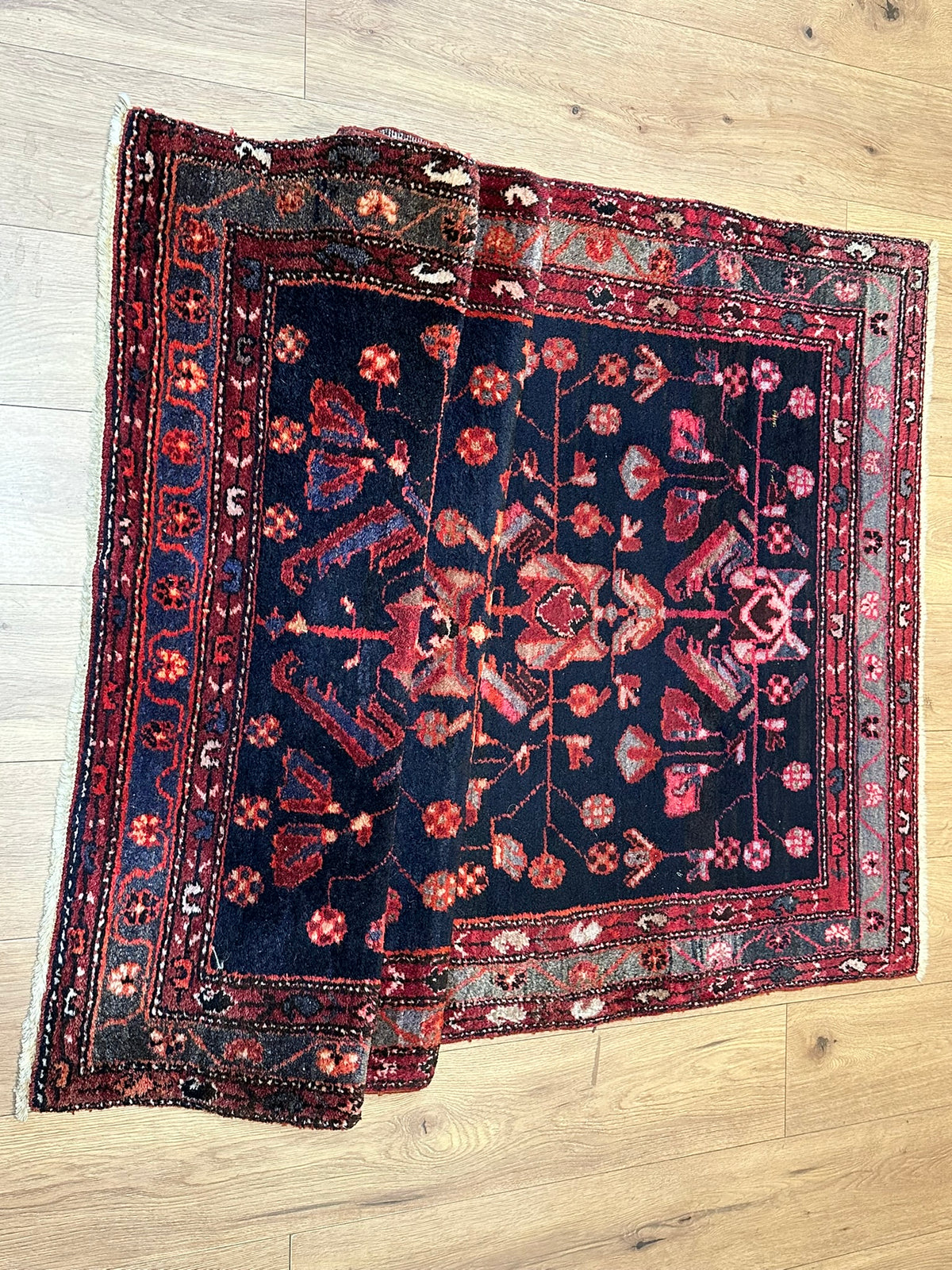 Antik Orientteppich handgeknüpft Malayer naturfarben  205x110 cm