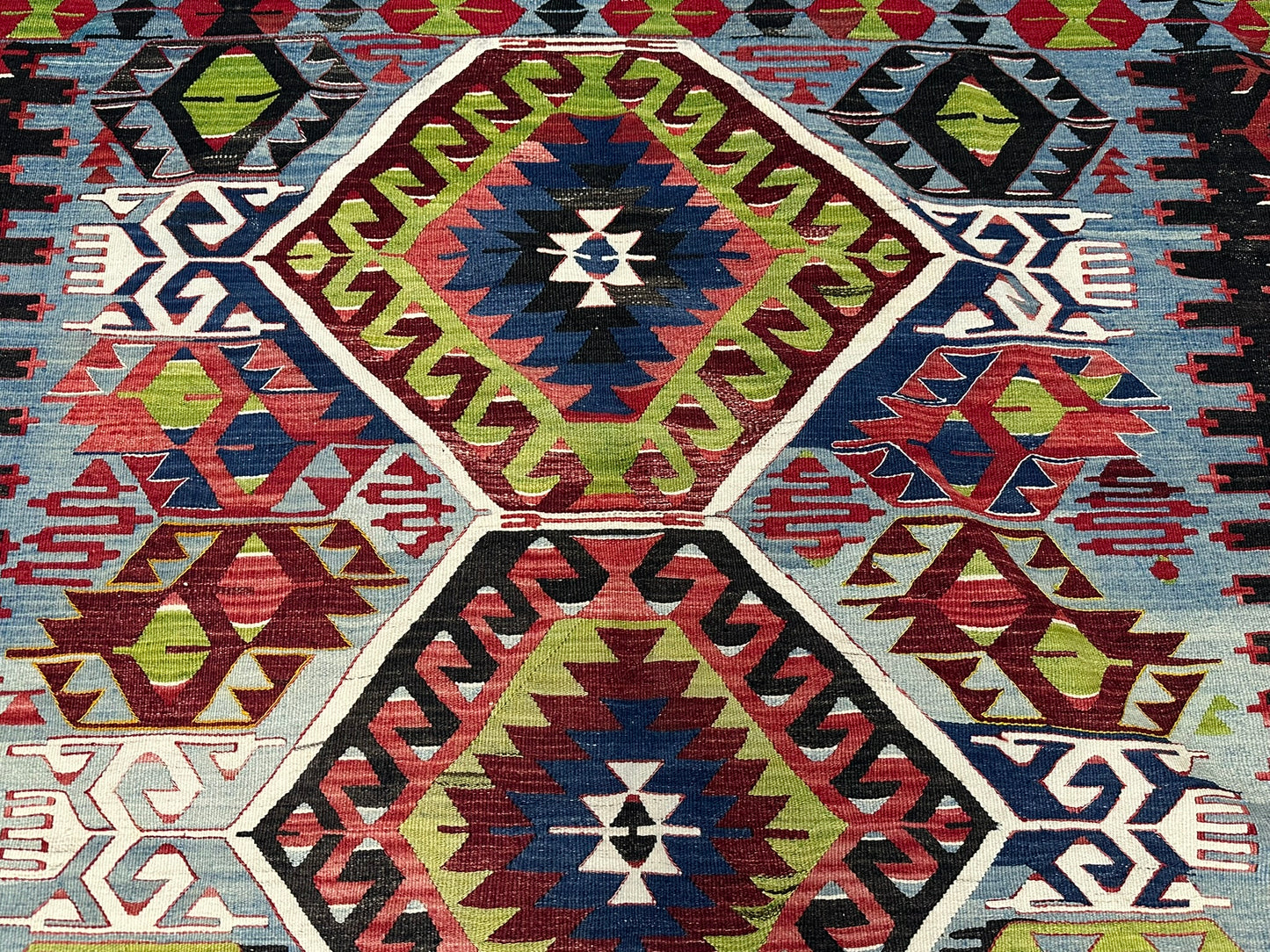 Orientteppich handgeknüpft Antik Kelim Art Deco 334x173
