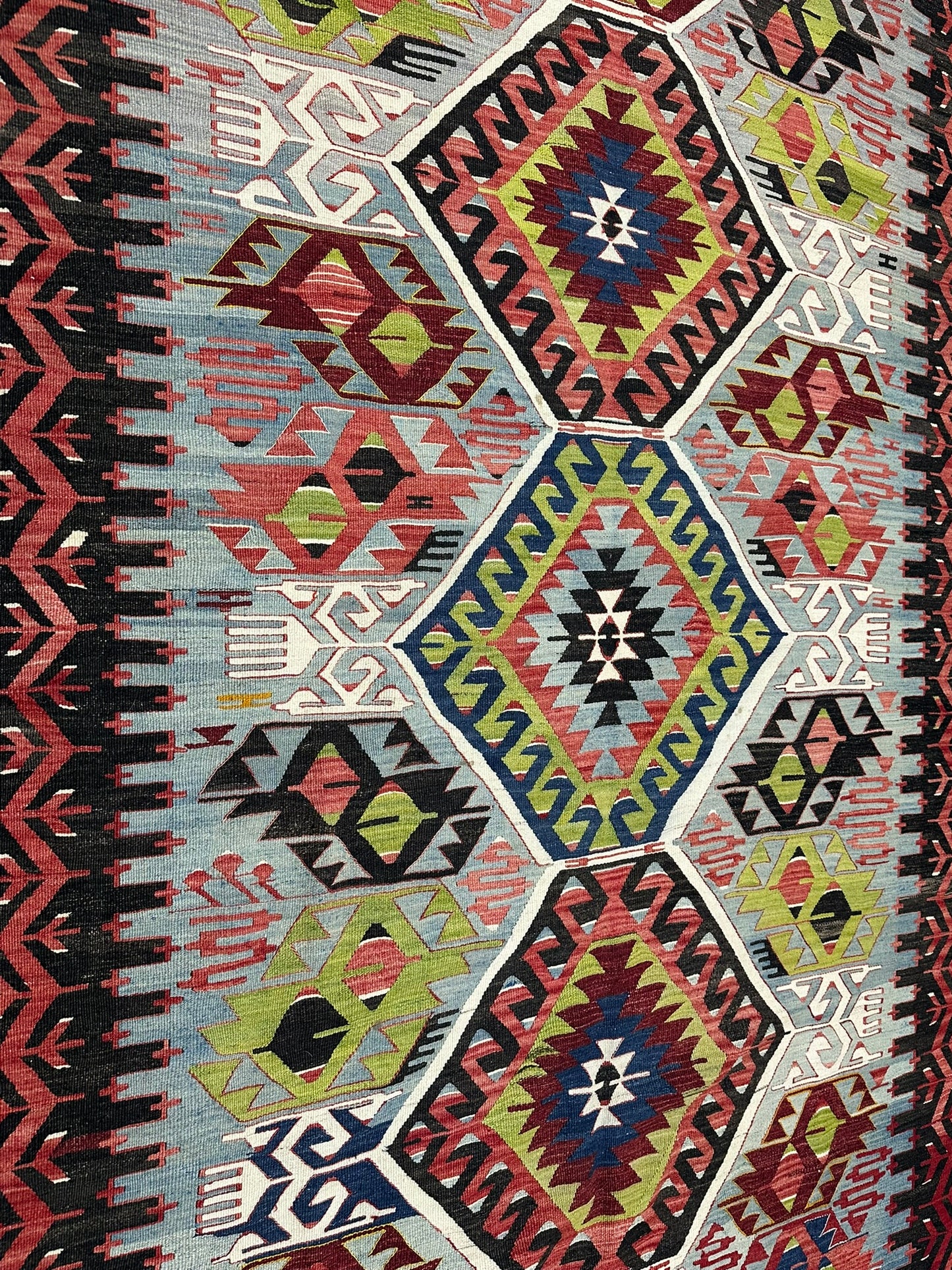 Orientteppich handgeknüpft Antik Kelim Art Deco 334x173