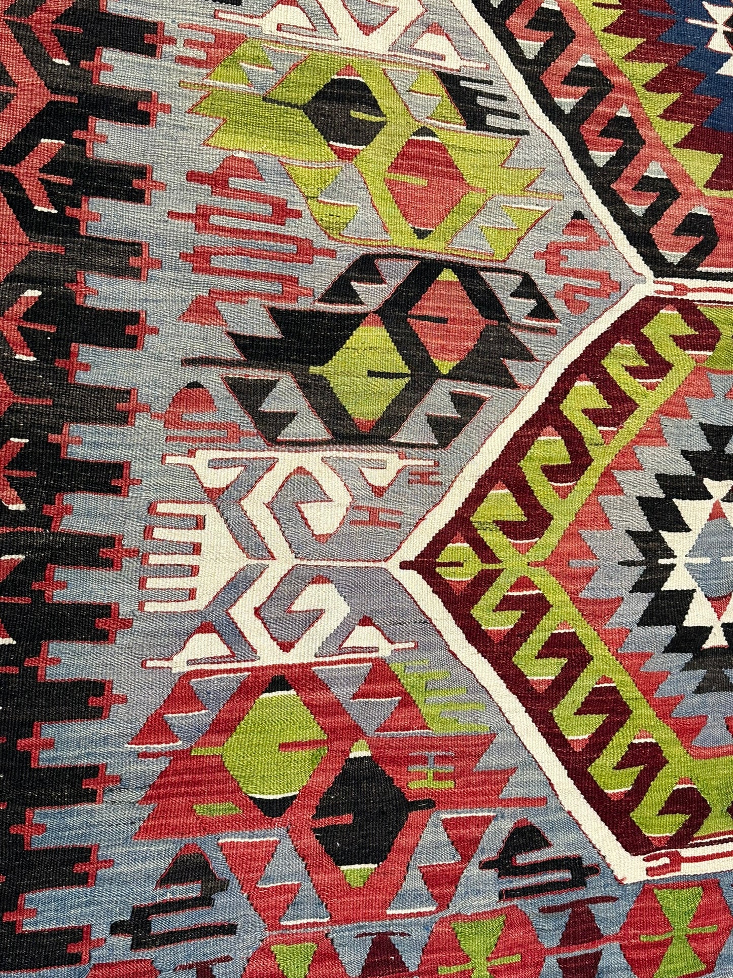 Orientteppich handgeknüpft Antik Kelim Art Deco 334x173