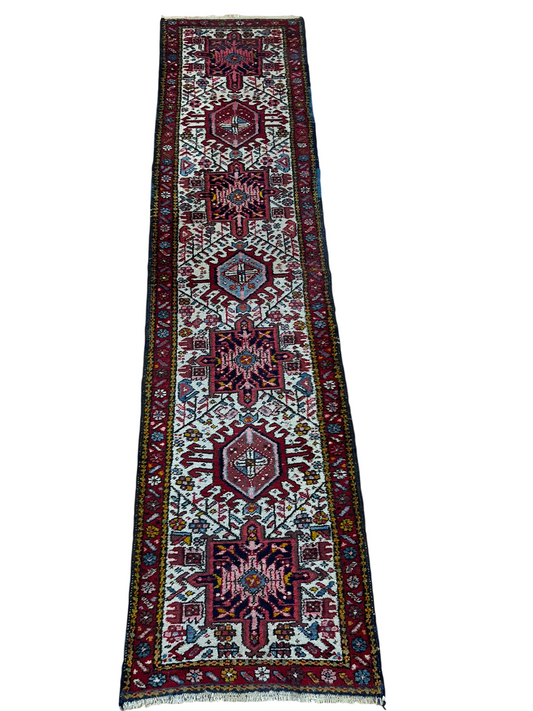 Orientteppich handgeknüpft Heriz Läufer 265x65 cm