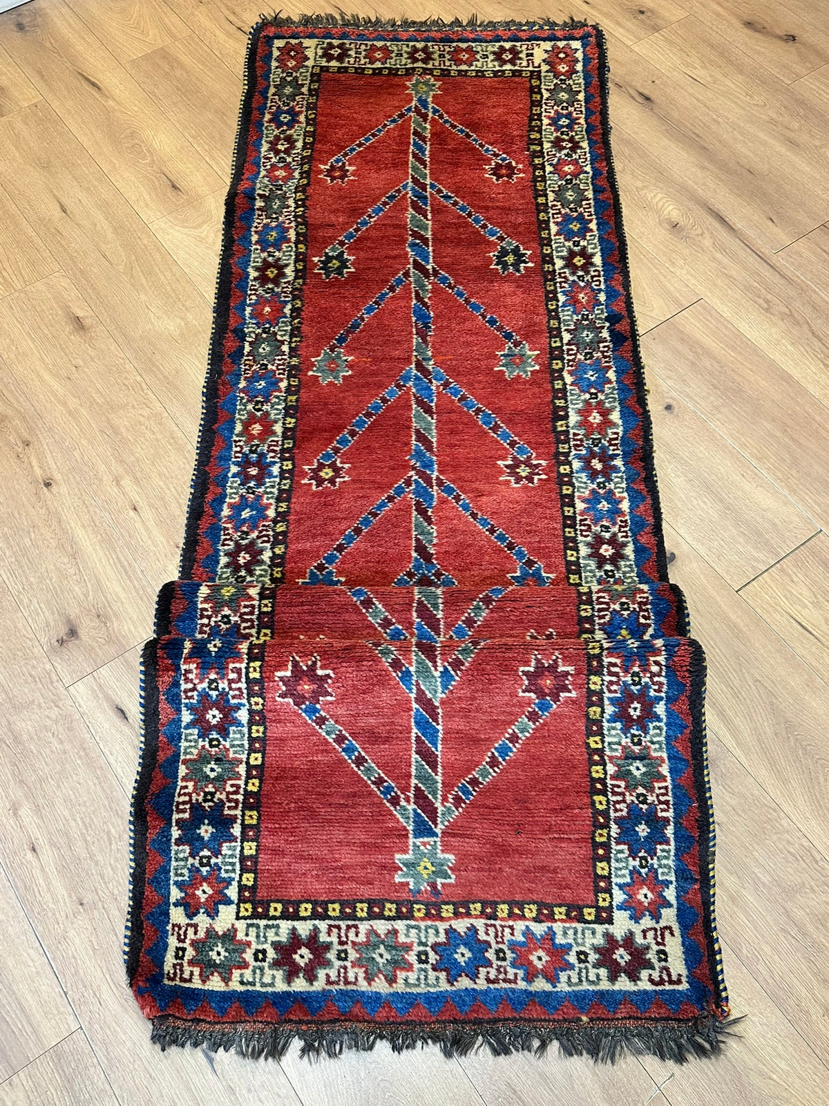 Orientteppich handgeknüpft Gabbeh Läufer 305x82 cm