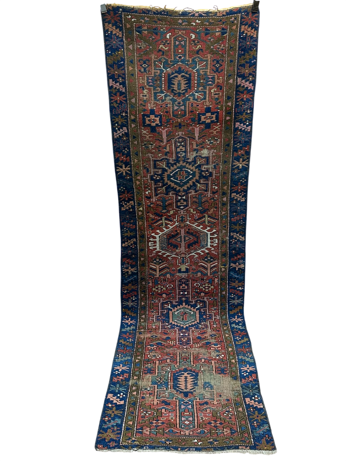 Antiker Orientteppich handgeknüpft Heriz Naturfarben 295x84 cm