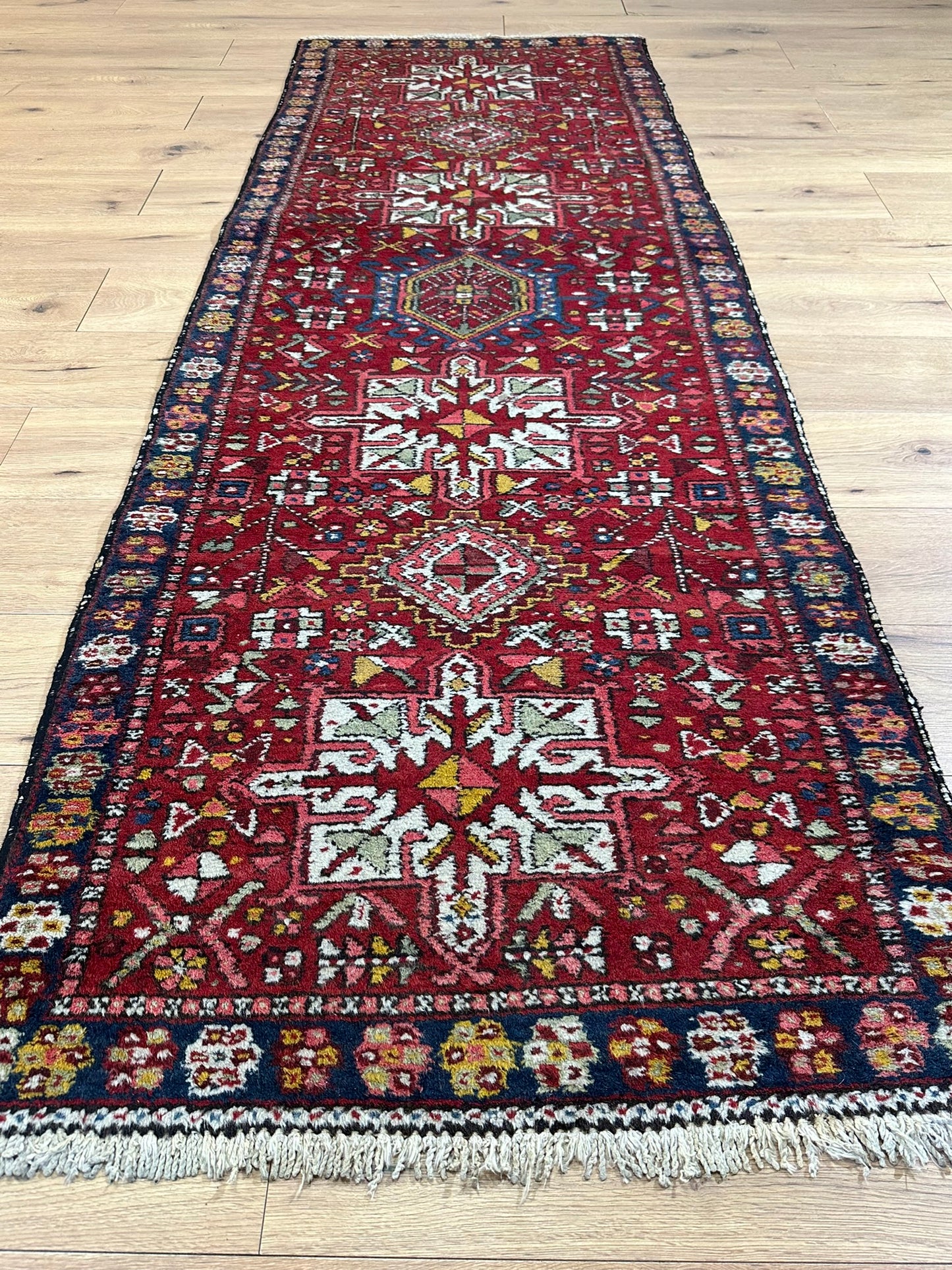 Orientteppich handgeknüpft Heriz Karadja Läufer 245x85 cm
