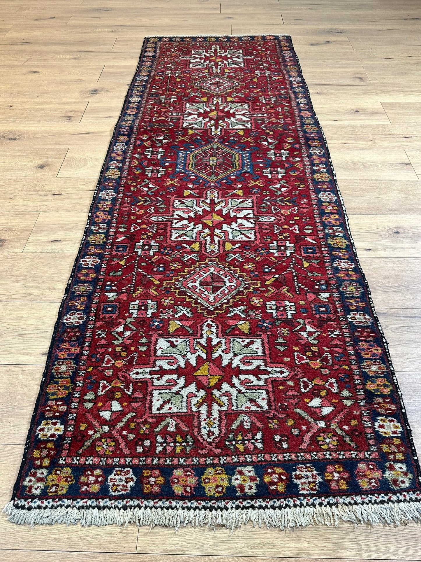 Orientteppich handgeknüpft Heriz Karadja Läufer 245x85 cm