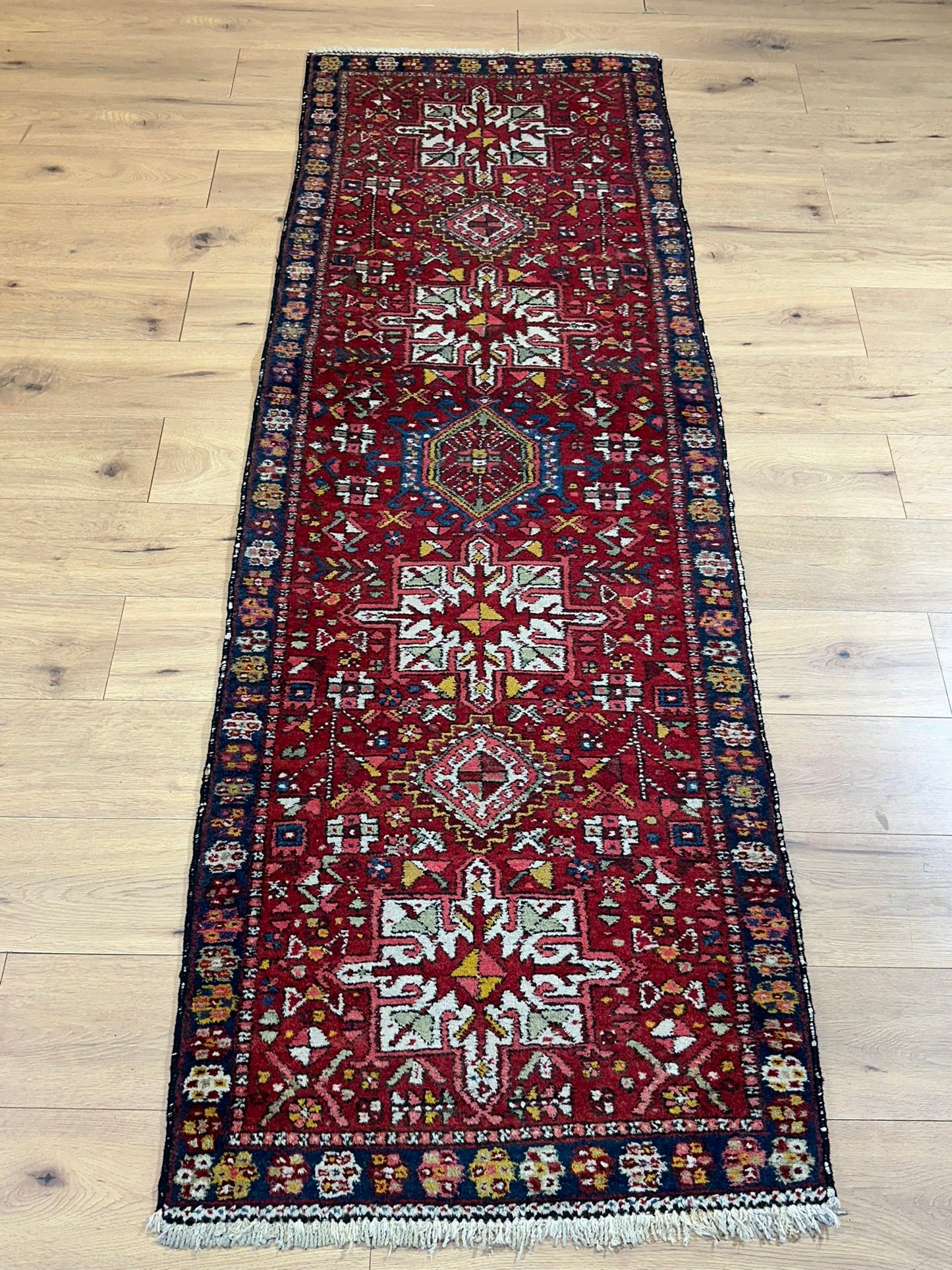 Orientteppich handgeknüpft Heriz Karadja Läufer 245x85 cm