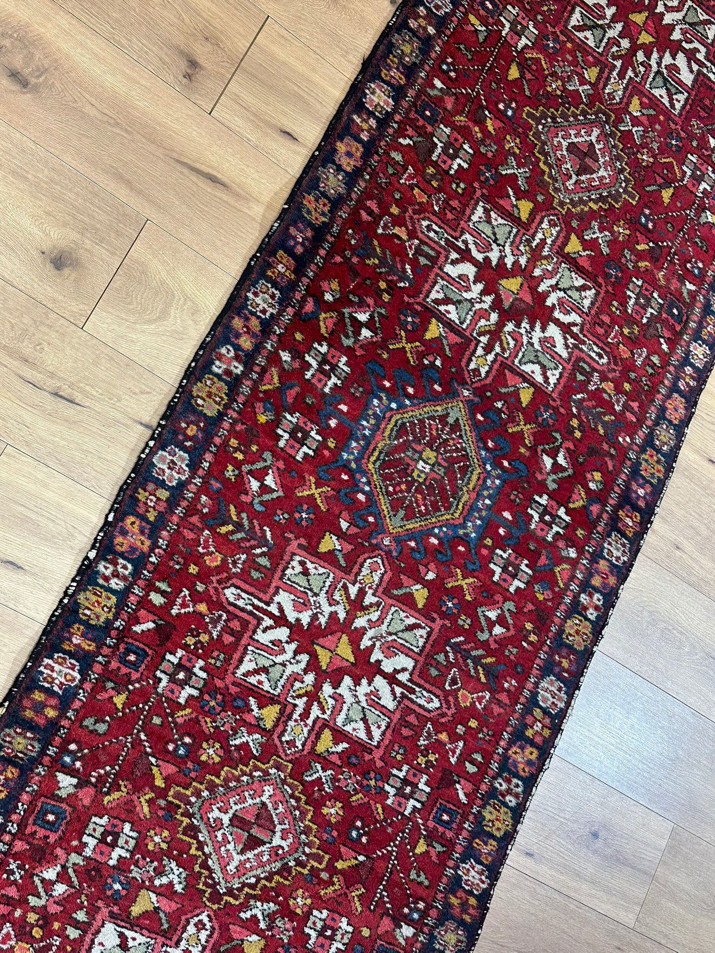 Orientteppich handgeknüpft Heriz Karadja Läufer 245x85 cm