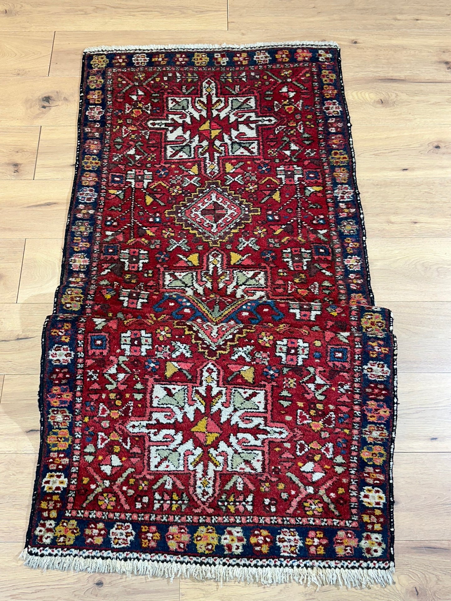 Orientteppich handgeknüpft Heriz Karadja Läufer 245x85 cm