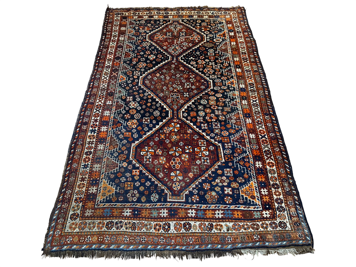 Antiker Orientteppich handgeknüpft  Gaschgai naturfarben 256x160 cm