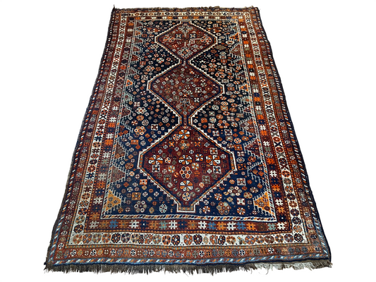 Antiker Orientteppich handgeknüpft  Gaschgai naturfarben 256x160 cm