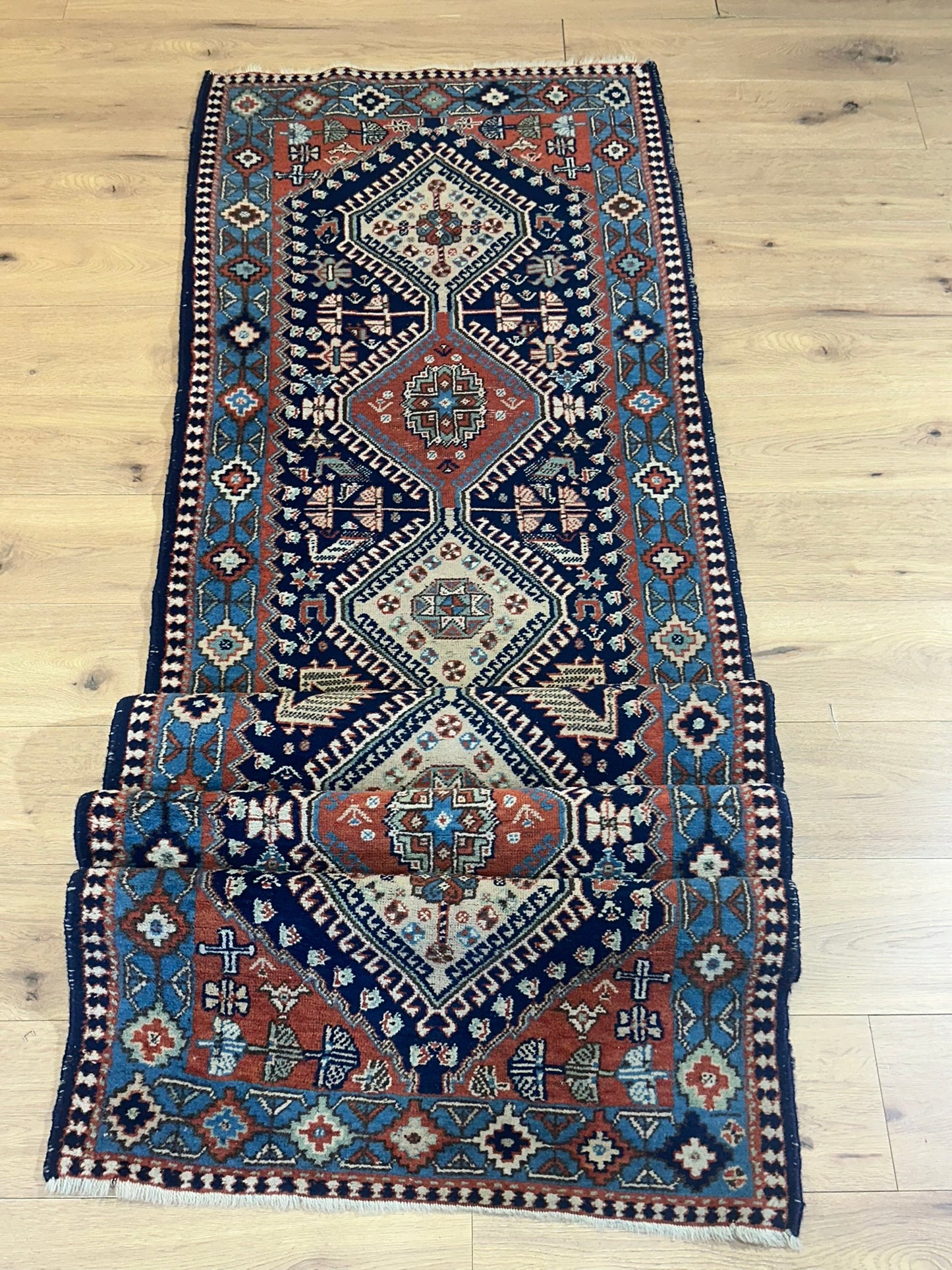 Orientteppich handgeknüpft Ghaschghai Läufer 303x85 cm