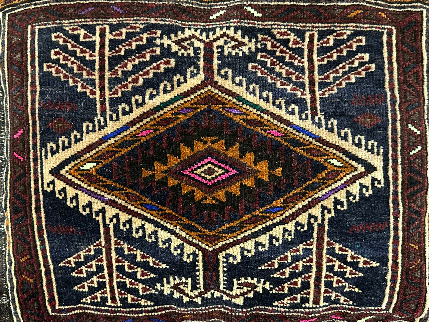 Orientteppich handgeknüpft Antike Tasche UDSSR Jumut Yomut Naturmuster 100x50 cm