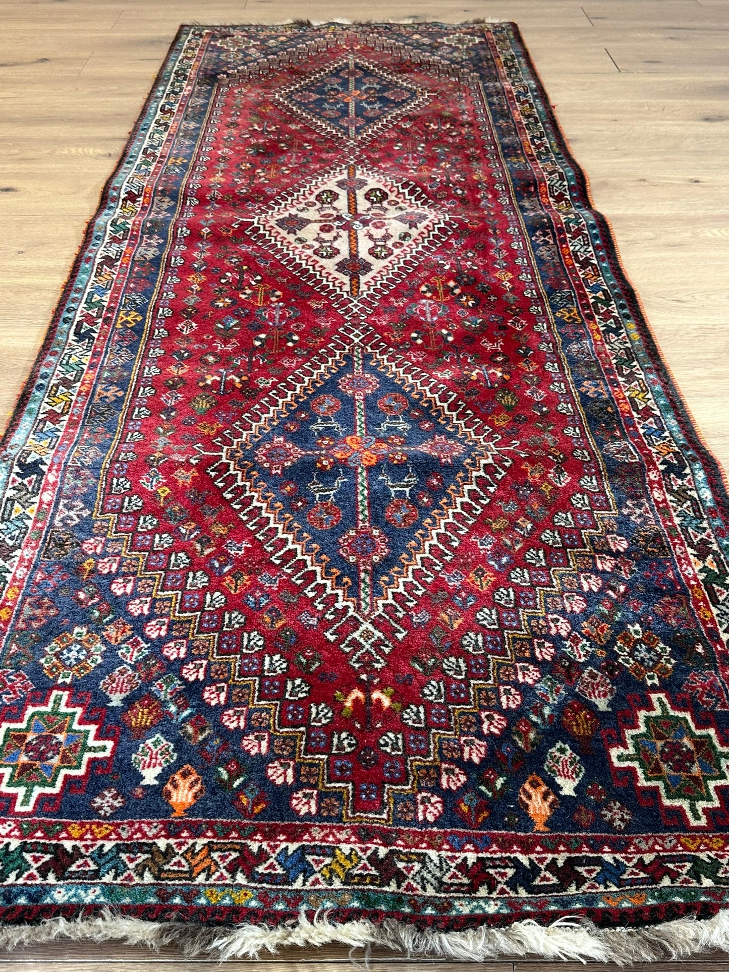 Orientteppich handgeknüpft Ghaschghai Läufer 245x90 cm