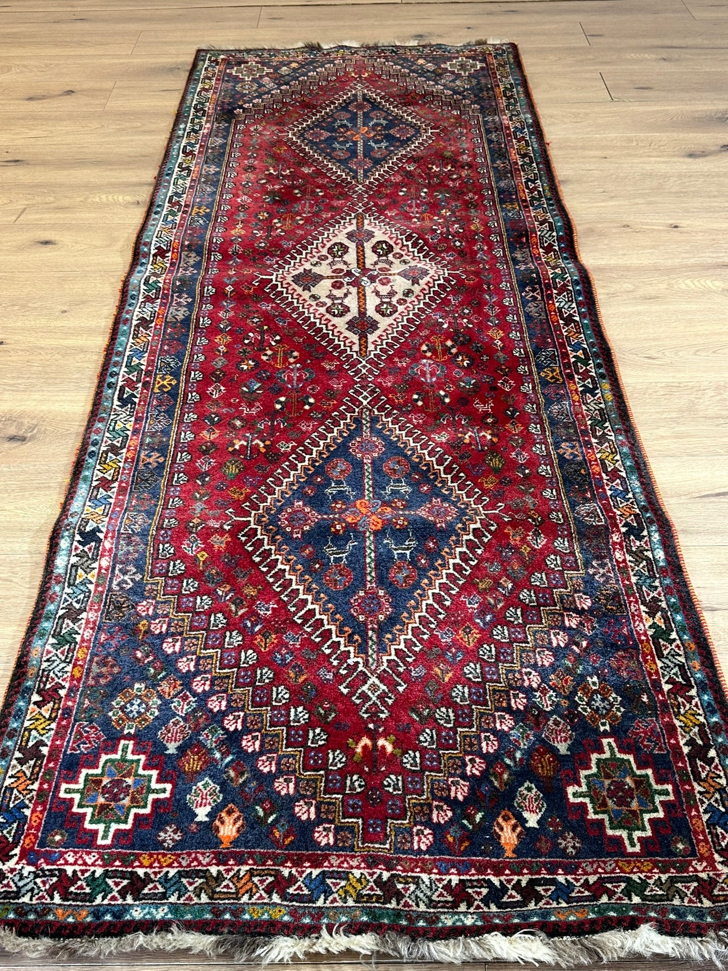 Orientteppich handgeknüpft Ghaschghai Läufer 245x90 cm