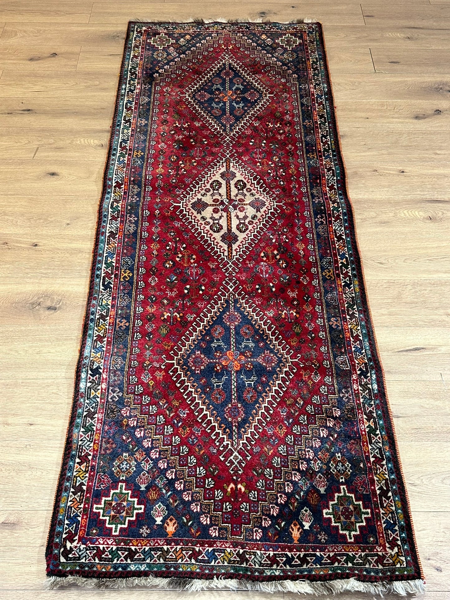 Orientteppich handgeknüpft Ghaschghai Läufer 245x90 cm