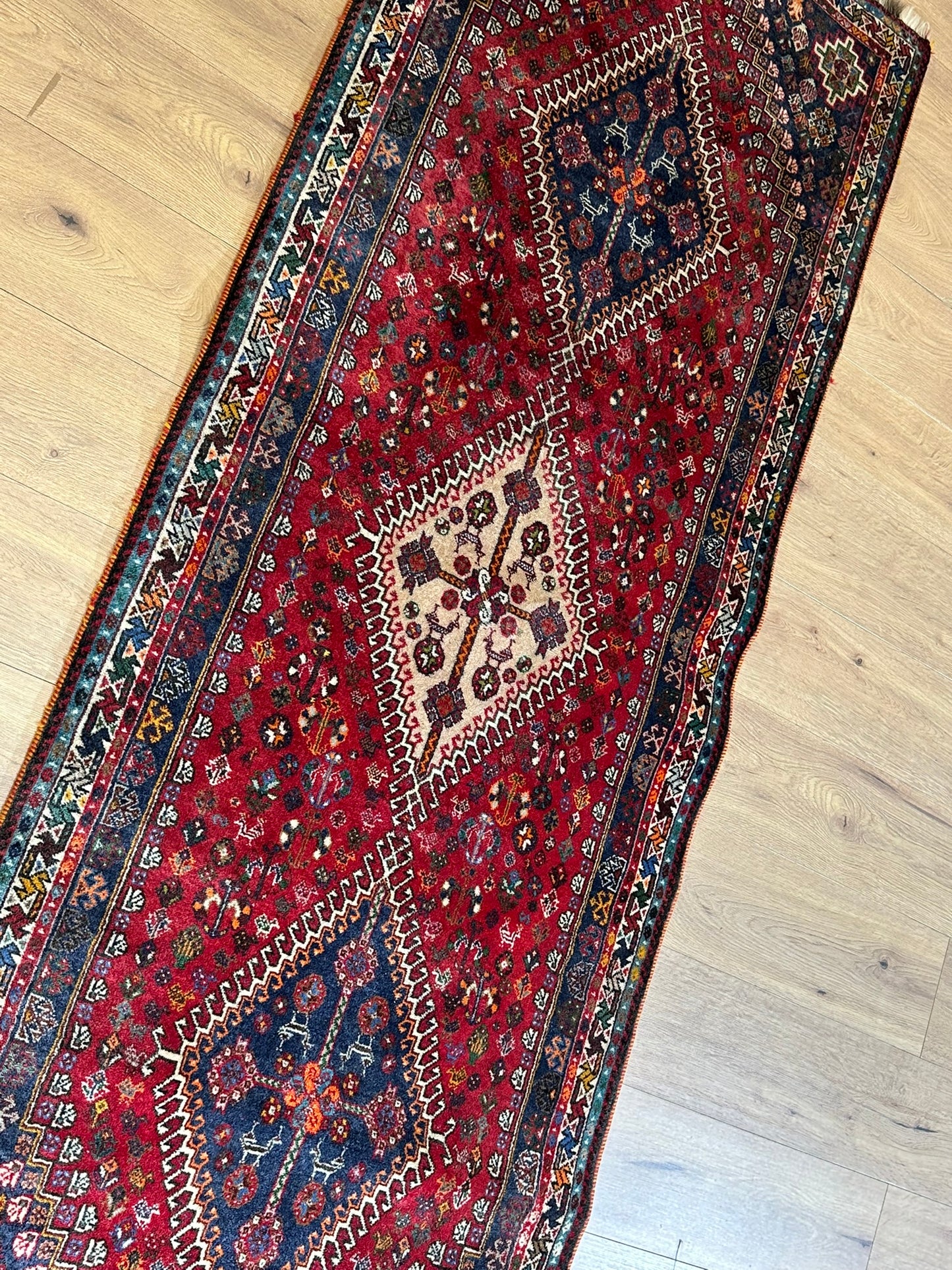 Orientteppich handgeknüpft Ghaschghai Läufer 245x90 cm