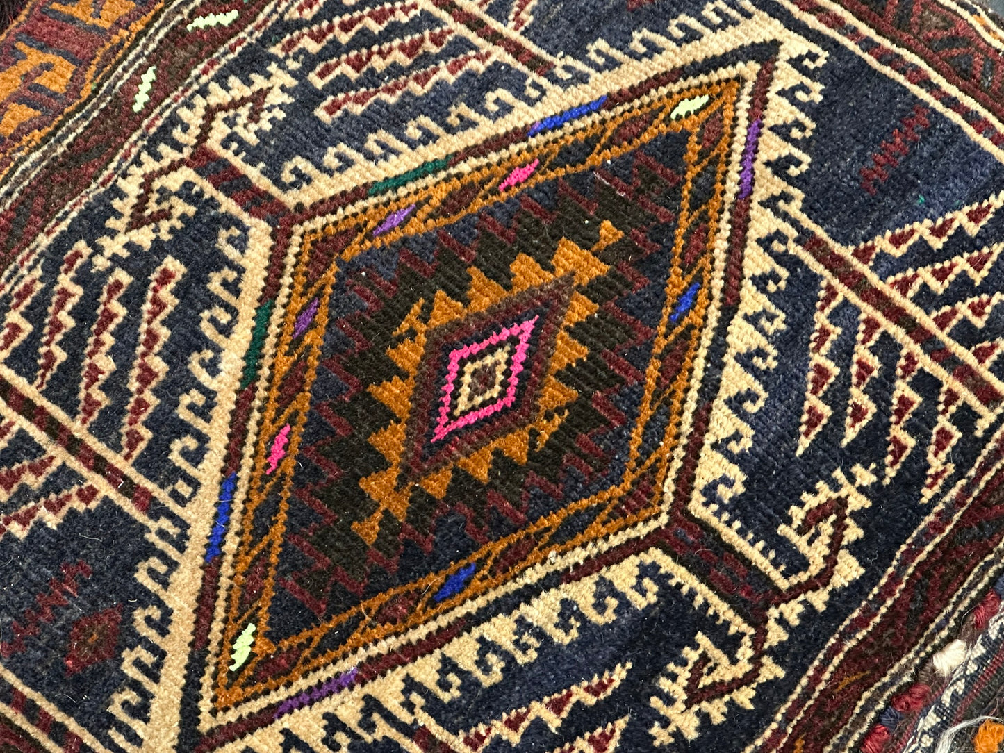 Orientteppich handgeknüpft Antike Tasche UDSSR Jumut Yomut Naturmuster 100x50 cm