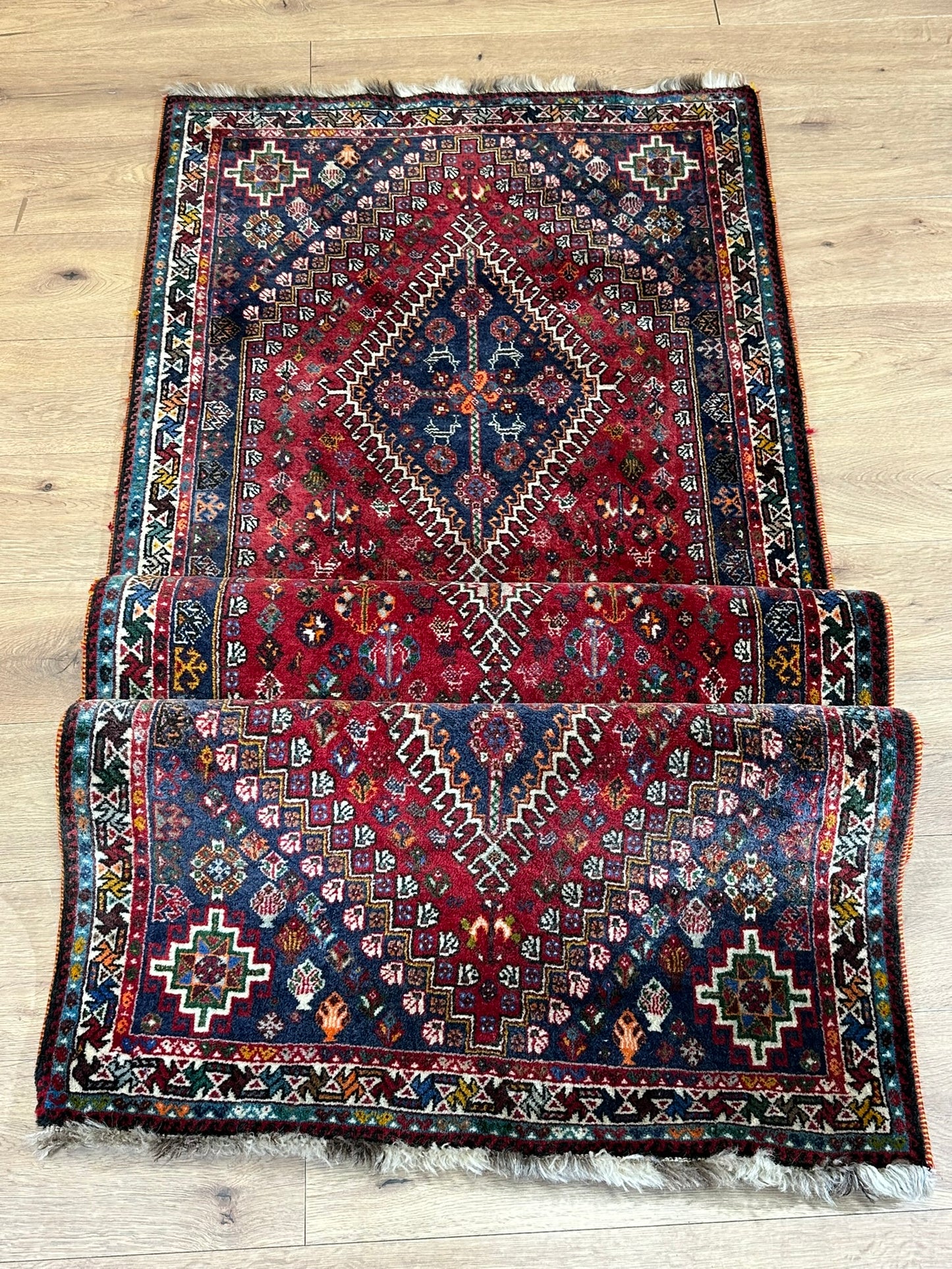 Orientteppich handgeknüpft Ghaschghai Läufer 245x90 cm