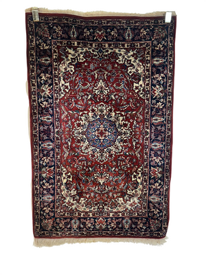 Orientteppich handgeknüpft China Isfahan korkwolle Design 128x80 cm