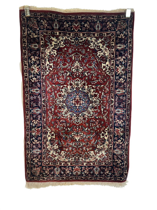 Orientteppich handgeknüpft China Isfahan korkwolle Design 128x80 cm