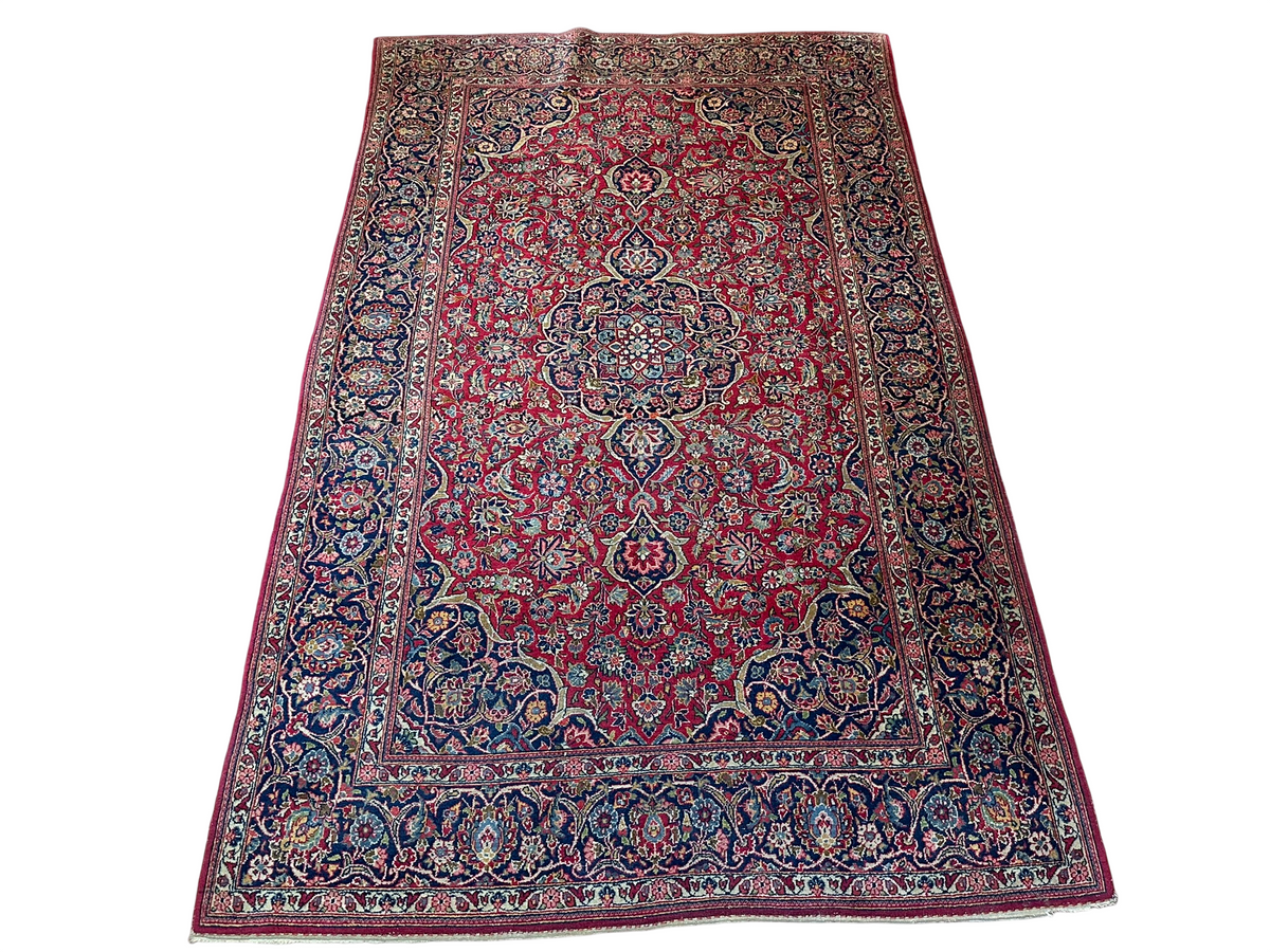 Antiker Orientteppich handgeknüpft  Keschan Korkwolle 220x130 cm