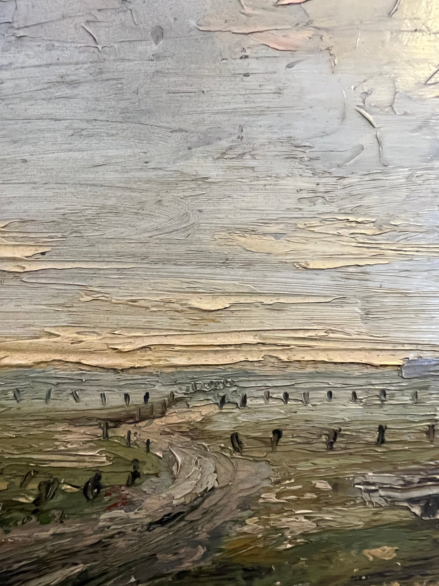 Z. Kessler (XX) Ölgemälde Landschaft mit Feldweg und Scheune 40x45cm