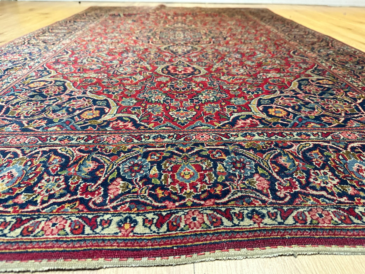 Antiker Orientteppich handgeknüpft  Keschan Korkwolle 220x130 cm