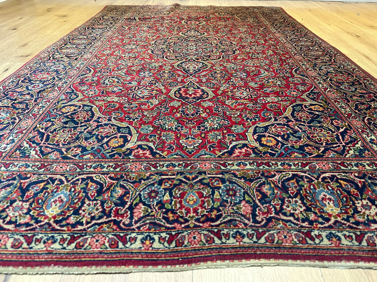 Antiker Orientteppich handgeknüpft  Keschan Korkwolle 220x130 cm