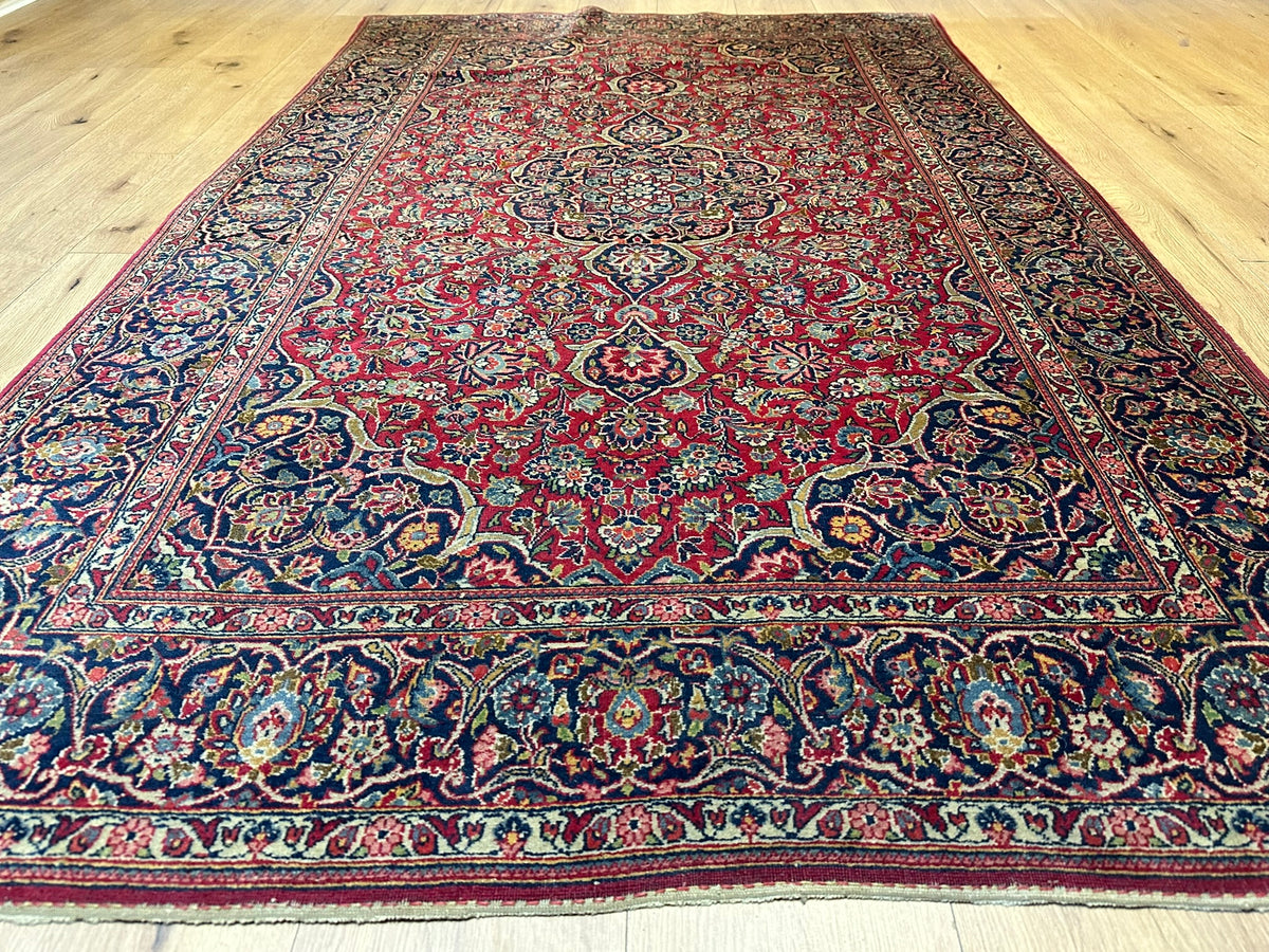 Antiker Orientteppich handgeknüpft  Keschan Korkwolle 220x130 cm